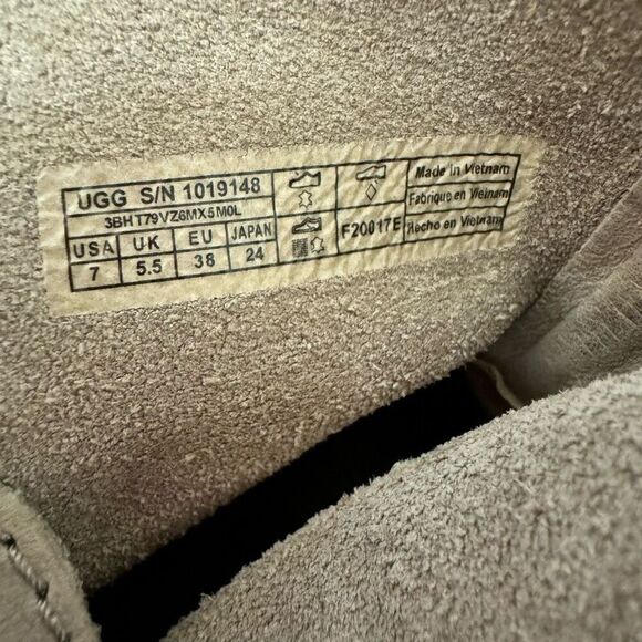 UGG Elora Sahara Nubuck Leather Ankle Boots Taupe Beige Tan Pull On Size 7 - Picture 7 of 8